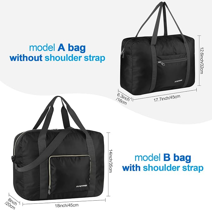 F.FETIVIN Personal item travel bag 17.7x12.6x6.3 for Spirit Airlines Lightweight carry on duffle bag for Gym,Sports,Vacation(Black) - Image 3