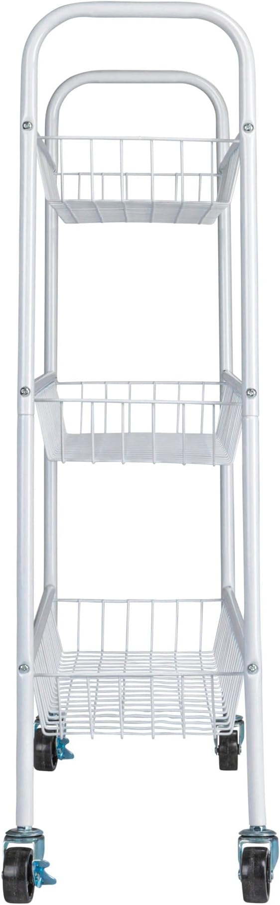 Household Essentials 3-Tier Slim Storage Cart, Heavy-Duty Steel Frame, Smooth Casters with Locks, Powder Coat Finish, Arched Handles, Easy to Assemble, Modern, Compact, White - Image 4