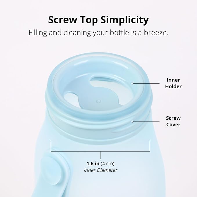 BLUE GINKGO Collapsible Water Bottle – Lightweight, Foldable Silicone Bottle for Travel, Hiking, and Camping (16.9oz, Made in Korea, Blue) - Image 5