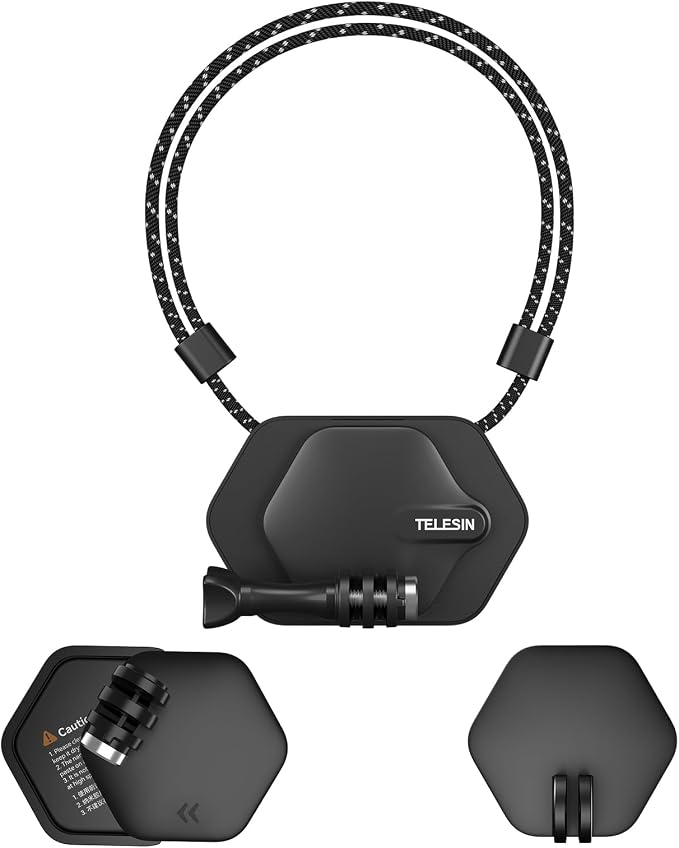TELESIN Magnetic Chest Mount with Neck Strap Holder + Magnet Quick Release Tripod Base for GoPro 12 11 10 Insta360 X3 Ace DJI Action Body Accessories | Magnetic chest mount kit with wearable, adhesive and tripod bases; fits GoPro, DJI Osmo Action, Inst... by telesin