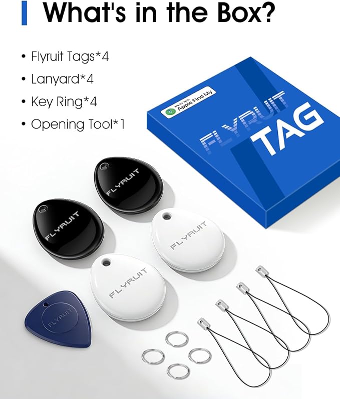 Air Tracker Tags-4 Pack, iOS Only, Apple Find My Certified, Luggage Tracker | Smart Bluetooth Tracking, Key Finder Items Locator for iPhone, Travel Cruise Essentials, Wallet, Backpack, Car, Bike - Image 9
