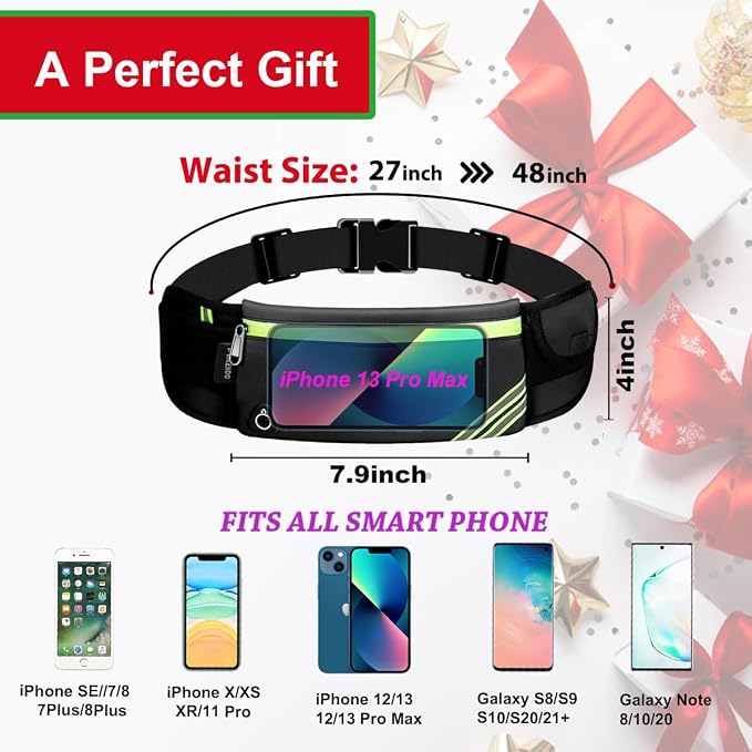 AIKENDO Slim Running Belt Fanny Pack Phone Holder Money Belt Women and Men | Waist Pack Bag for Hiking Cycling Workout Travelling, Reflective Runners Belt Jogging Pouch, Sport Gear Accessories - Image 2