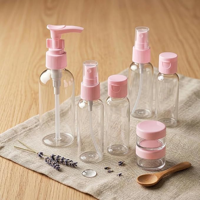 7 Pack Travel Bottles for Toiletries, TSA Approved Travel Size Containers with Toiletry Bag, Leak-Proof Liquid Containers for Shampoo, Conditioner, Lotion and Cosmetic (Cherry Pink) - Image 4