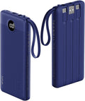 VRURC Portable Charger, Built in 4 Cables & Lanyard Power Bank 10000mAh | Compact USB C Phone Charging Bank 5 Outputs for Multi Devices,Travel Essential for Hiking Camping Business-Navy(1 Pack) by Home
