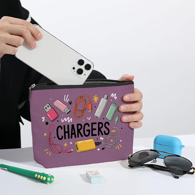 2Pcs Cables Chargers Makeup Bag Travel Essentials Cosmetic Bags for Women | Organizer Portable Pouch Purse Roomy Travel Makeup Toiletries Accessories, Birthday Gifts for Women - Image 5