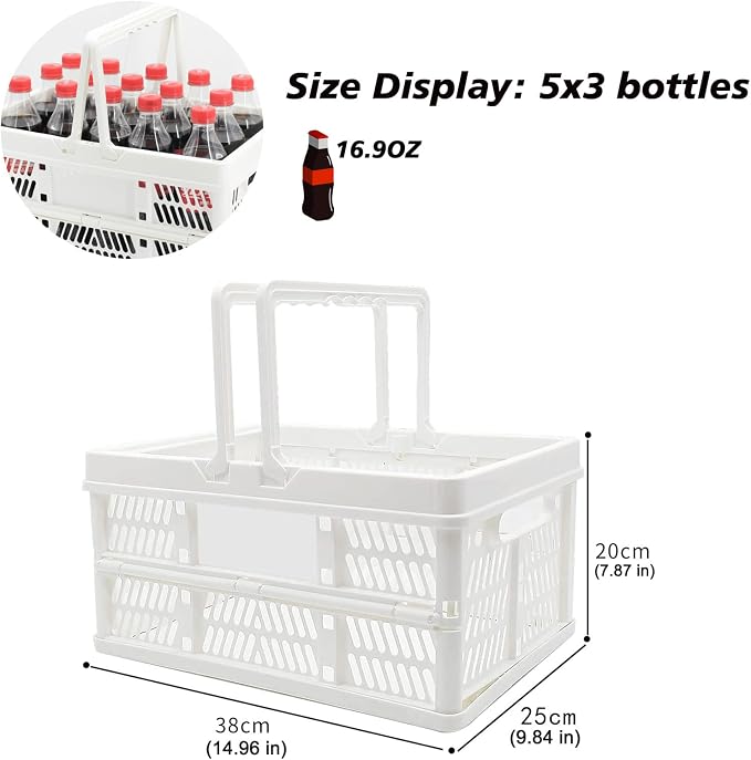 Plastic crates for storage,plastic baskets for organizing,14.96x9.84x7.87" | Foldable Shopping crate with Handles,collapsible storage crate,basket for car Garden Kitchen,Bathroom,office - Image 3