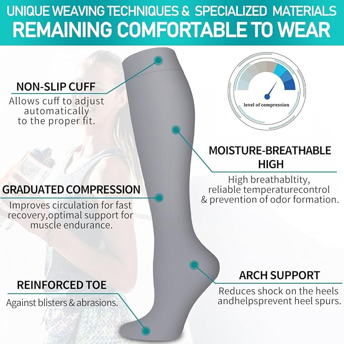 COOLOVER Copper Compression Socks for Women and Men(6 Pairs)-Best Support for Running, Athletic, Travel - Image 5