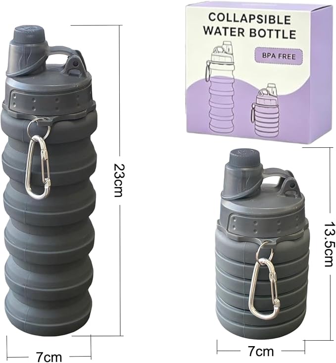 Collapsible Water Bottles Travel water bottle Sports Portable Sport Water Bottle Reusable Water Bottles comes with mountaineering Buckle 500ml silicone Water-proof camping water bottle - Image 3