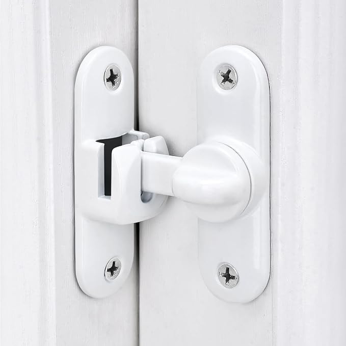 2 Pcs White 90/180 Degree Sliding Door Latches,Zinc Alloy Flip Latch | Barn Door Latch,Cabinet Lock,Right Angle Door Lock,for bedroom,cabinet,drawer,Gardens,Wine Cabinet,garage,window,Pet Cage - Image 3