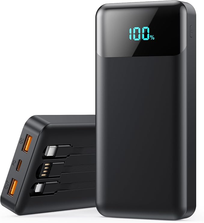 Portable Charger Power Bank 50800mAh with 3 Built-in Cables,25W PD Fast Phone Charging Portable Battery Pack,5 Outputs Travel Essentials Outdoor External Battery for iPhone 17/16/15,Galaxy Android etc by LanLuk