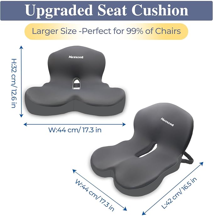 Memory Foam Seat Cushion for Sciatica & Back Pain Relief - Ergonomic Chair Pad with Adjustable Strap & Supportive Comfort Cover, Non-Slip for Car, Truck, Office Chair - Dark Gray - Image 5