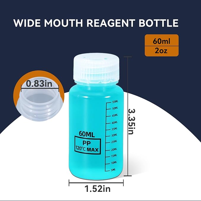 2oz Plastic Bottles 4 Pack - Small Travel Bottles with Lids, Wide Mouth Containers for Easy Filling, Leak-Proof Squeeze Bottles for Liquids, Toiletries & Pill Storage - Image 3