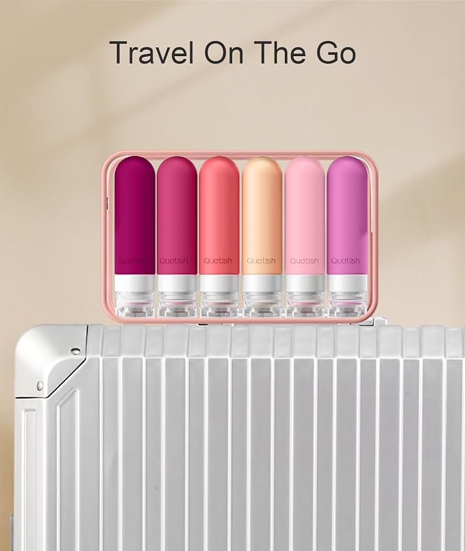 Quatish Travel Bottles for Toiletries 6 Pack, Original Patented Leakproof 3 oz Tsa Approved Travel Size Container, BPA Free Silicone Shampoo and Conditioner Bottle, Cruise Camping Essentials, Rose - Image 3