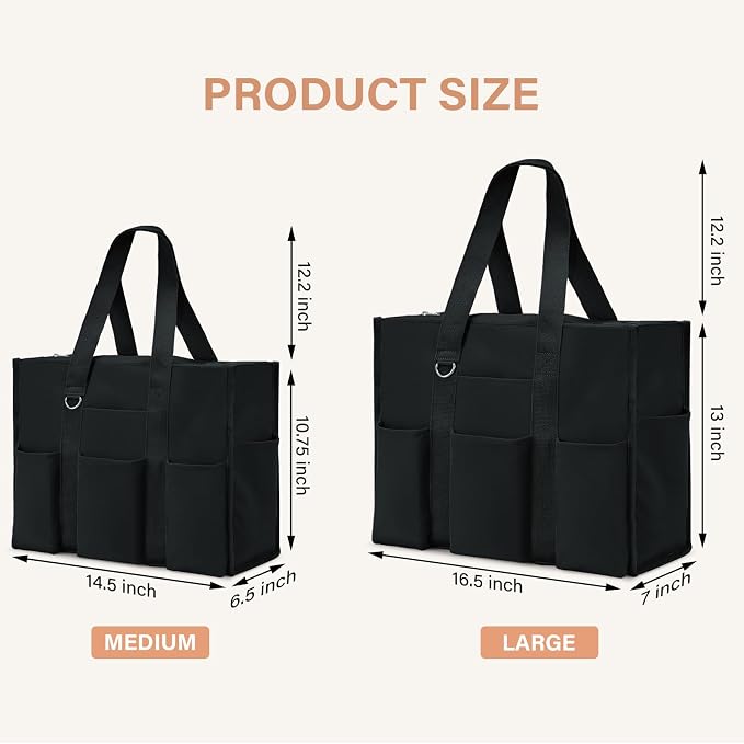 Becokan Large Tote Bag for Women Waterproof with 12 Pockets Top Zipper Closure Utility Teacher Nurse Bags for Work School - Image 5