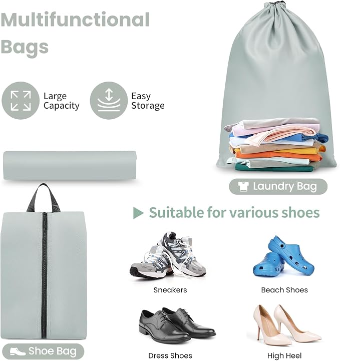 Mesh Packing Cubes for Travel, Durable Luggage Organizer with Sturdy Material and Double Zippers, Comprehensive Set for Travel Accessories Storage, 10 set, mint - Image 6
