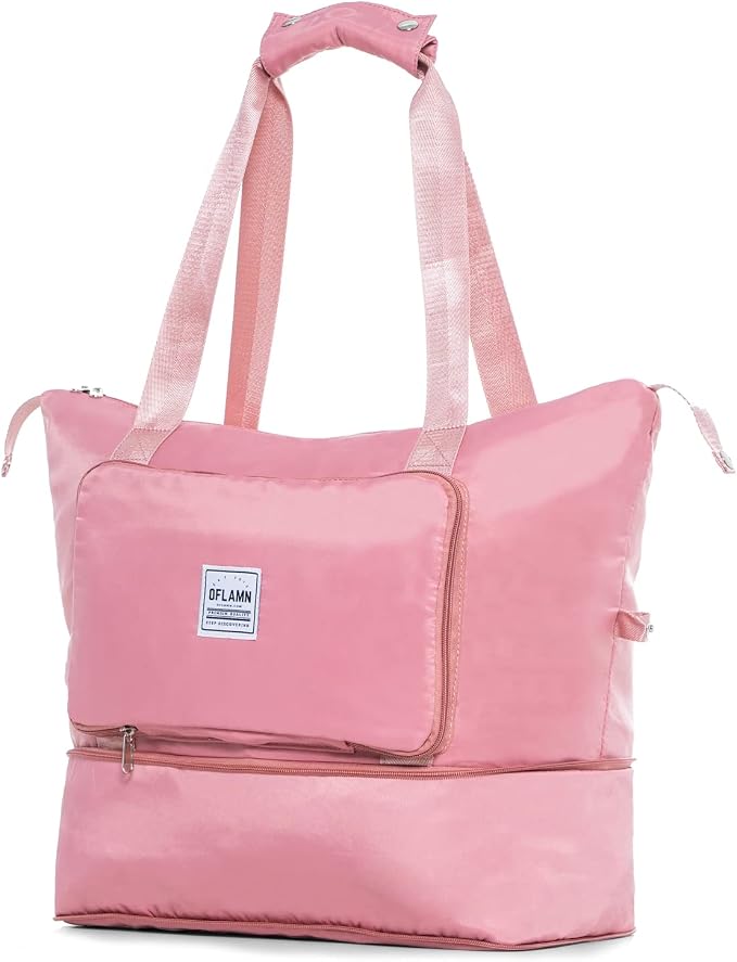 Oflamn Large Capacity Foldable Travel Carry On Duffel Tote Bag with Trolley Sleeve for Airplanes, Toiletry Bags for Women Men - Image 2