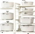 Adjustable Heavy Duty Pots and Pans Organizer Under Cabinet, 8-Tier Pot and Pan Organizers Inside Cabinet, Kitchen Cabinet Organizers and Storage, White by Stayorganized