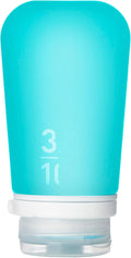 humangear GoToob+ (Large) | Refillable Silicone Travel Bottle | Locking Lid | Food-Safe Material | Aqua, Large (3.4 fl.oz.; 100ml) | Refillable & Leak-Proof Silicone Travel Size Bottles with Locking Cap for Toiletries, Camping & TSA Carry-On by humangear