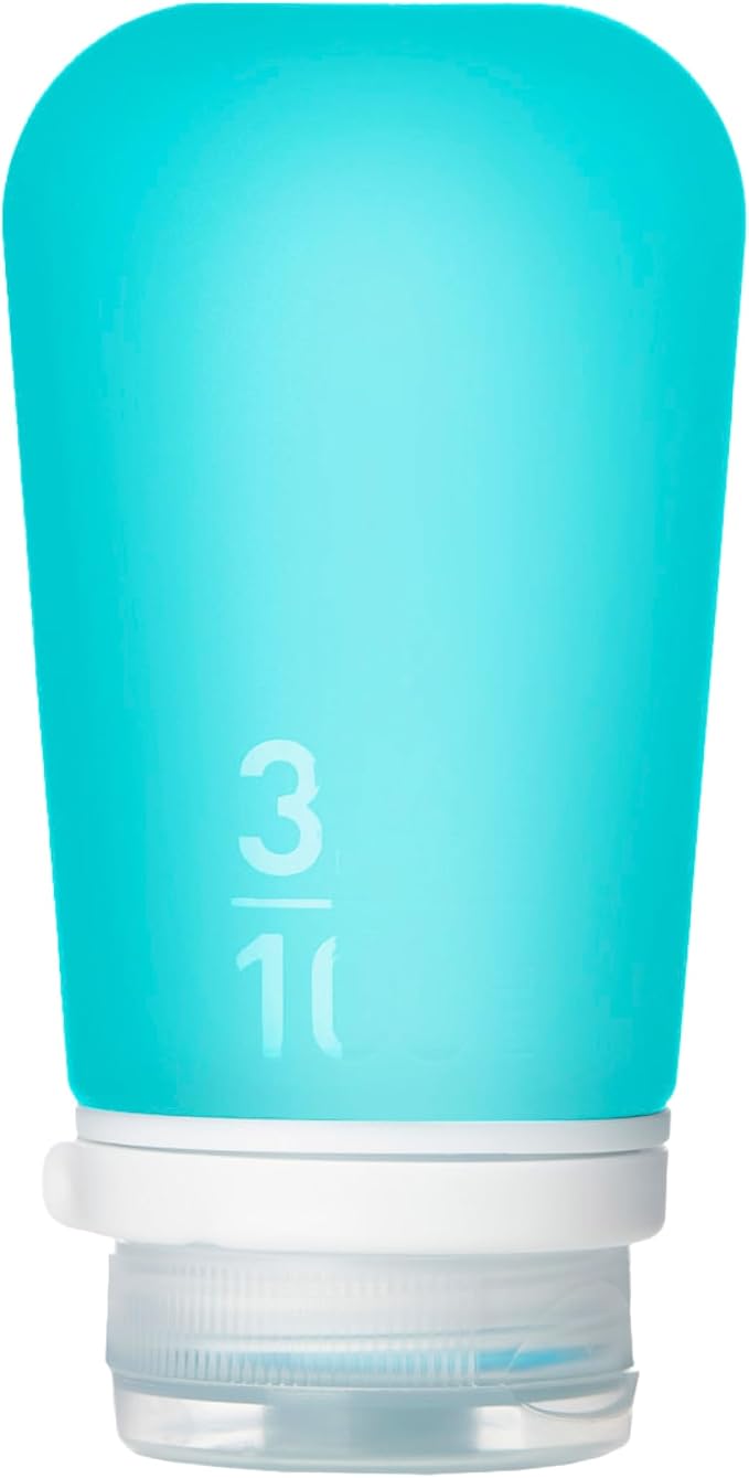 humangear GoToob+ (Large) | Refillable Silicone Travel Bottle | Locking Lid | Food-Safe Material | Aqua, Large (3.4 fl.oz.; 100ml) | Refillable & Leak-Proof Silicone Travel Size Bottles with Locking Cap for Toiletries, Camping & TSA Carry-On by humangear