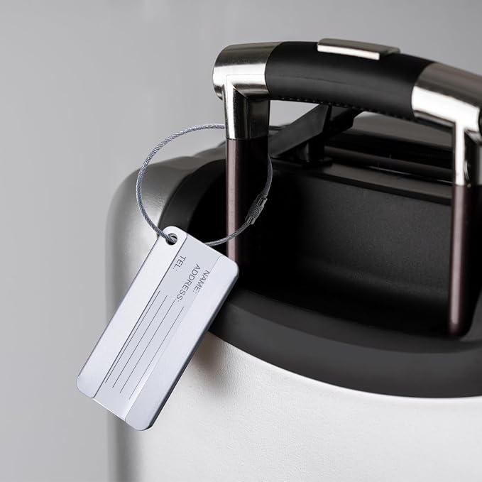 8 Pack Aluminium Metal Travel Luggage Tags Suitcase Card Holder Baggage Name Address ID Bag Label with Key Ring - Image 5