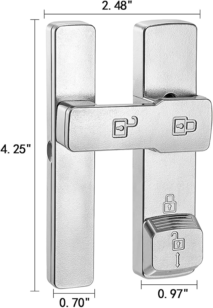 Silvery 180 Degree Barn Door Lock,Flip Gate Latches Hardware | Zinc Alloy Door Lock,Sliding Door Latches,for bedroom,drawer,pet enclosures,cabinet,garage,window - Image 2