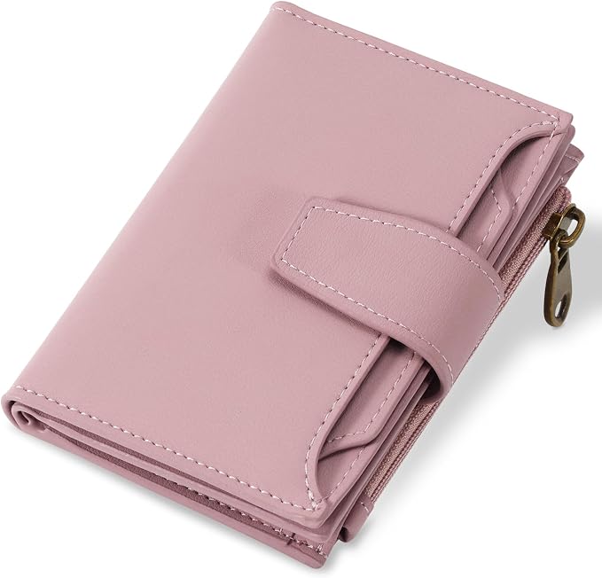 Small Wallet Women RFID Blocking Soft Leather Bifold Compact Card Holder Wallet for Women with Zipper Coin Pocket 4 ID Window by Airkit