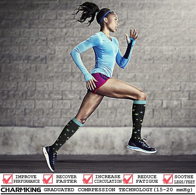CHARMKING 6 Pairs-Compression Socks for Women & Men Circulation Best Support for Nurses, Running, Athletic,Flight Travel - Image 2