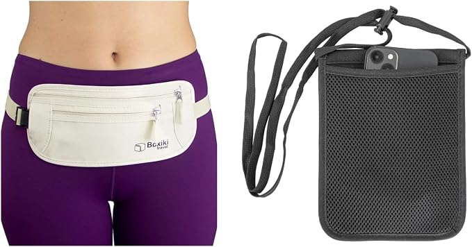 Complete RFID Travel Security Set - Hidden Money Belt and Sleek Neck Wallet - Ultimate Protection for Your Valuables on the Go. by BoxikiTravel
