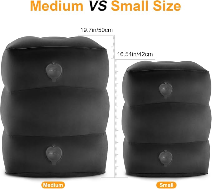 Inflatable Travel Foot Rest Pillow, Small Size（Black, 1 Pack） | Kids Airplane Bed, Adjustable Height Leg Pillow for Air Travel, Make a Flat Bed for Toddlers, Great for Airplane, Train, Car - Image 3