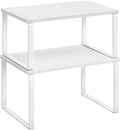 SONGMICS Cabinet Organizer Shelf, Set of 2 Spice Rack, Kitchen Storage | Kitchen Counter Storage Spice Rack, Particleboard, Steel, Snow White and Matte White, BYSTRO Collection UKCS02W01 by Unknown