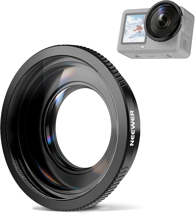 NEEWER Wide Angle Lens Compatible with DJI Osmo Action 6 Only, 180° FOV Multicoated HD Optical Glass 3 Elements 3 Groups Screw On Action Camera Lens Photography Accessories, FL-B53 by Neewer