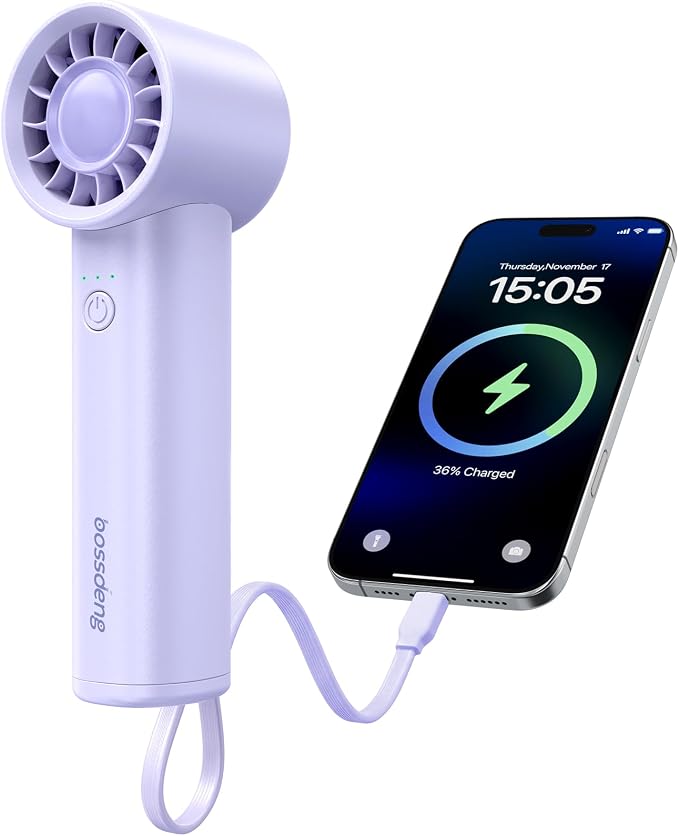 Portable Fan with Power Bank & Flashlight-Purple | 6.5H Max Cooling,USB-C Rechargeable,Mini Fan for Outdoor/Travel/Beach/Concerts/Summer.Gifts for Girl,Women. by YourPortableComfort