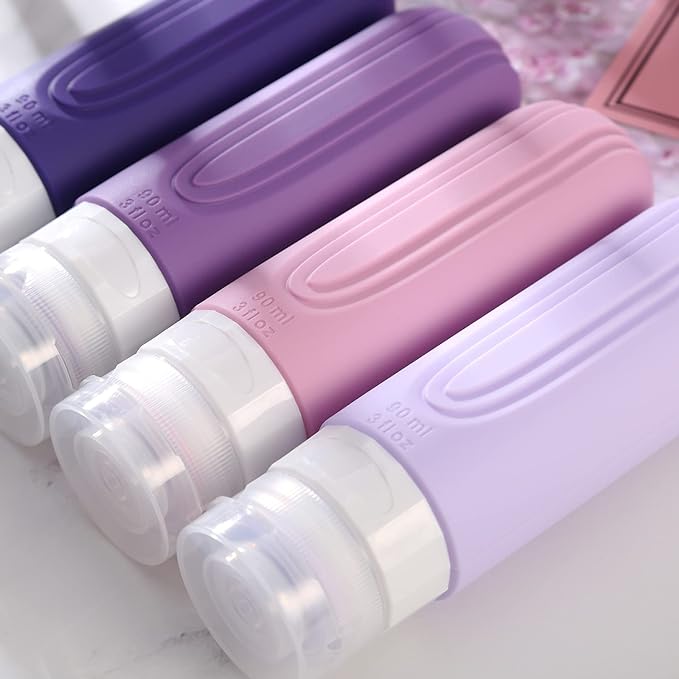 Mrsdry Travel Bottles for Toiletries, Tsa Approved 3oz Travel Size Containers BPA Free Leak Proof Refillable Liquid Silicone Squeezable Travel Accessories for Shampoo Conditioner Lotion (4 Pack) - Image 5