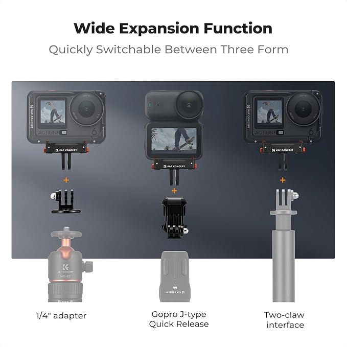 K&F CONCEPT 2 Pack Magnetic Adapter Mount for DJI Osmo Nano/Osmo Action 6 | Quick Release Extension Base Bracket with 1/4" Adapter/Quick-Release Buckle for Tripod, Action Camera Vlog Accessories PP09 - Image 3