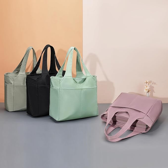Corduroy Tote Bag for Women Crossbody Bags Lightweight Handbags Shoulder Bag with Zipper Pockets for Work Shopping - Image 3