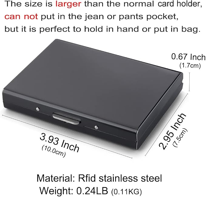 RFID Credit Card Holder Protector Metal Credit Card Wallet Business Card Holder for Men Women Gift Box Package (Black) - Image 5