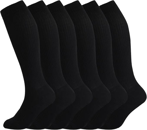 +MD Cotton Compression Socks for Women & Men 4/6 Pairs 15-20mmHg Knee High for Sports, Travel, Nursing Long Sitting Standing by MD