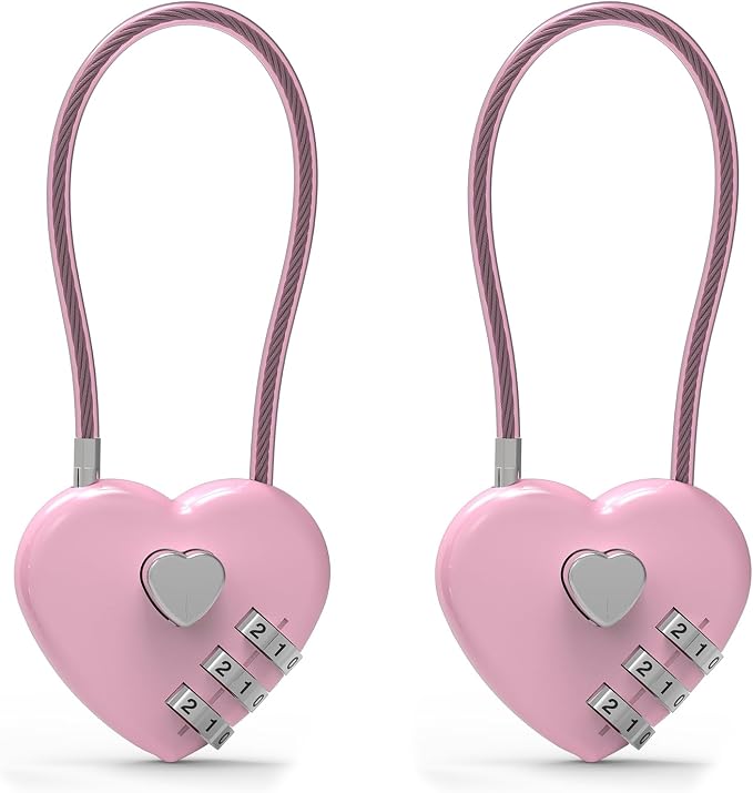 Small Combination Lock for Locker, Cable Lock with Code, Pink Padlock Combination, for Luggage, Suitcase, Gym Locker, Backpack Zipper, Cabinet, Box, Fence Gate, Travel Safe, Outdoor Use by SpecializeinCombinationLock