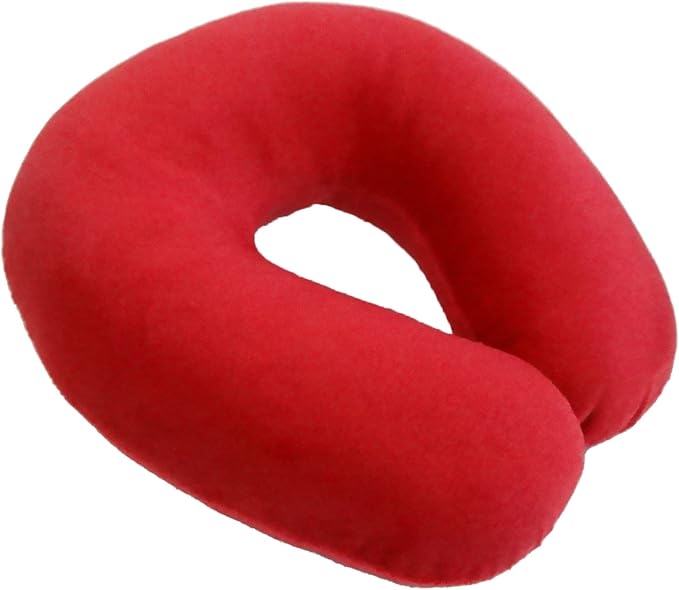 Wolf Essentials Adult Cozy Soft Microfiber Neck Pillow for Travel – Compact, Machine Washable - Perfect for Airplane, Car, or Home Use - Filled and Finished in The USA – Red - Image 2