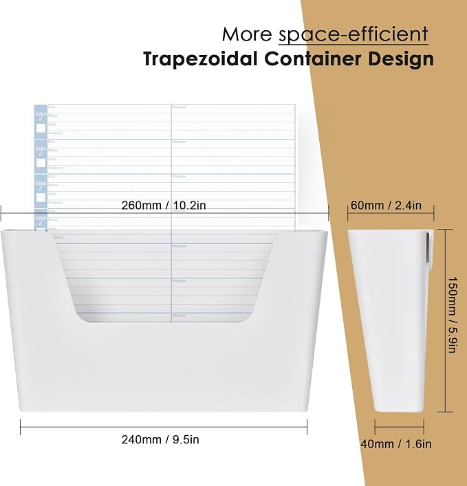 YOHOM Adhesive File Holder Plastic Document Folder Door No Drilling Mount Mail Magazine Organizer A4 Filing Envelopes Folder, Office Wall Mount Single Pocket (WHITE, 2 PCS) - Image 2