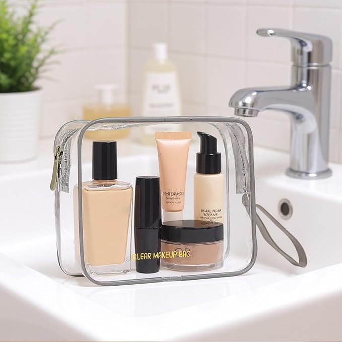 Icramsy Clear Makeup Bag,2 Pack TSA Approved Toiletry Bag for Women & Men | Portable Handheld Design, Waterproof, Airport Airline Compliant, Clear Toiletry Cosmetic Bag - Image 7