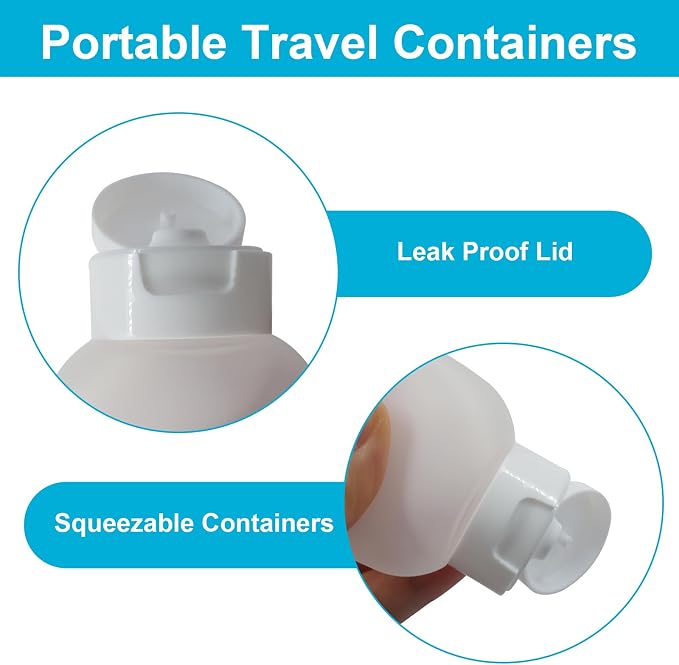 4pcs 60ml Travel Bottles, Containers for Toiletries | Transparent Color, Leakproof, Squeezable, Refillable Containers, For Shampoo & Lotion - Image 3