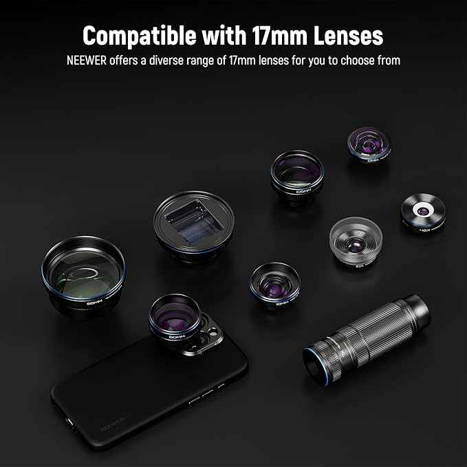 NEEWER Phone Case for 16 Pro Max, TPU/PC Protective Heavy Duty Case with 17mm Lens Mounts, 67mm Thread Filter Adapter, Nonslip Faux Leather, Compatible with iPhone 16 Pro Max MagSafe, PA084 Black - Image 5