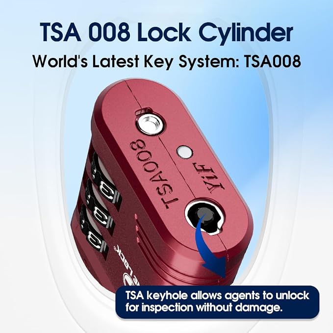 SURE LOCK TSA Approved Luggage Lock – 3-Digit Resettable Combination Padlock with Open Alert Red Dot, Large Easy-Read Dials for Suitcases, Backpacks, Gym & School Lockers(Red 2 pk) - Image 2