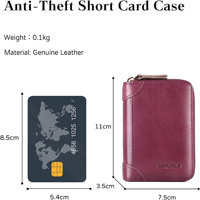 Card Bag Cowhide Wallet Men Coin Purse RFID Blocking Card Case Portable Card Holder Coin Bag Pouch with 12/20/30/45 Card Slots Purple B - Image 3
