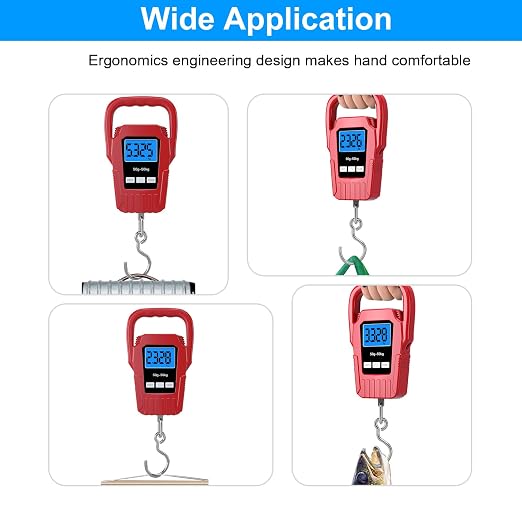 Digital Fish Scale Hanging Scale Fishing Scale,110lb/50kg Luggage Scale,Upgrade Large Handle & Backlit LCD Display, Electronic Balance Digital Fishing Postal Scale, Red, Fishing Gifts for Men - Image 7