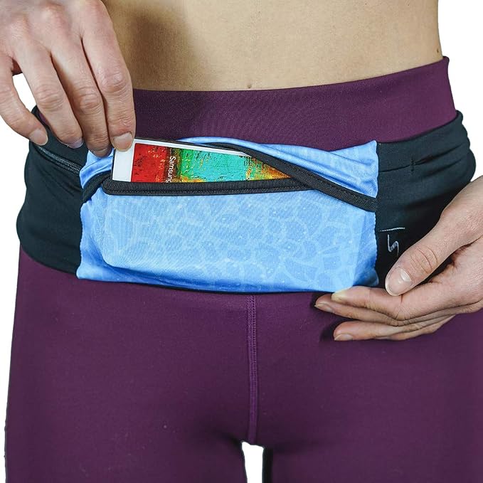 3 Pocket Adjustable Running Belt Waist Pack, Fanny Pack For Working Out With Sweat Resistant Backing, Holds All iPhone Models by Sprigs