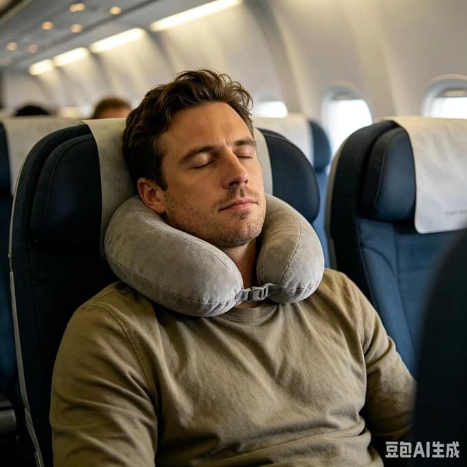 Travel Pillow, 100% Pure Memory Foam Neck Pillow, Suitable for Airplanes, Cars, Trains, Office Naps, Home Lounge Chairs, Removable and Washable Pillow Cover (Gray) - Image 2