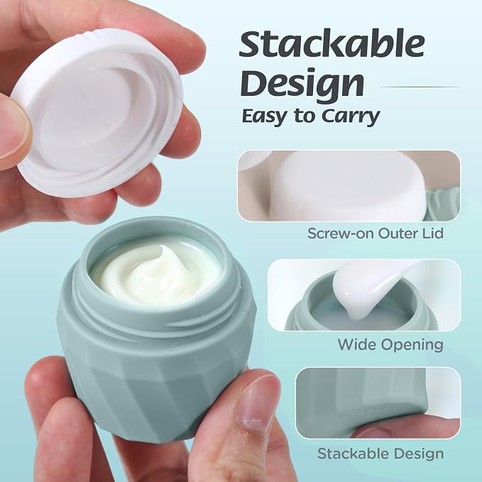 6Pcs Travel Bottles for Toiletries, Silicone Travel Size Containers Set | TSA Approved BPA-FREE Silicone Leak Proof Refillable Bottles and Jars, Women & Men Airplane Cruise Essentials Kit - Image 5