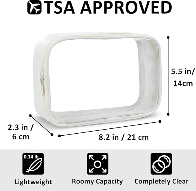 Moyad TSA Approved Toiletry Bag Clear Quart Size Travel Bags Makeup Bag | Large Opening, for Men and Women, Carry on Airline Compliant, Transparent Liquids Pouch, Beige - Image 2